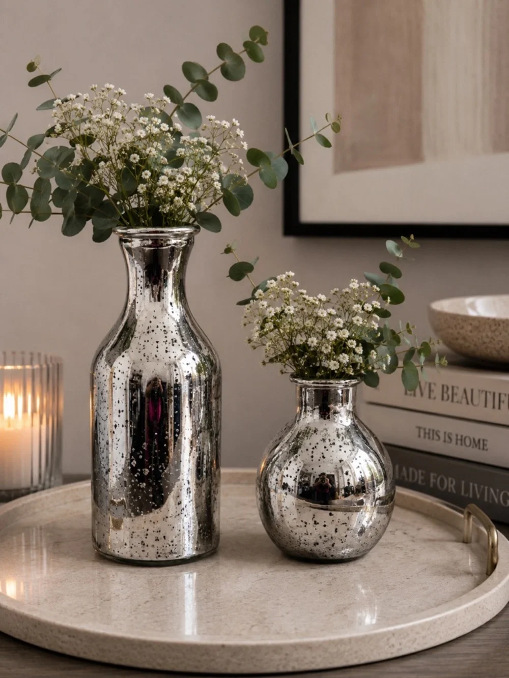 Small Silver Speckled Circular Vase